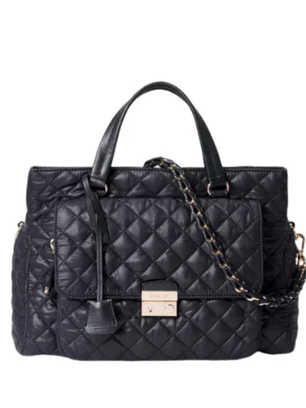MZ WALLACE Black Crosby Lock Quilted Satchel #1566C1590